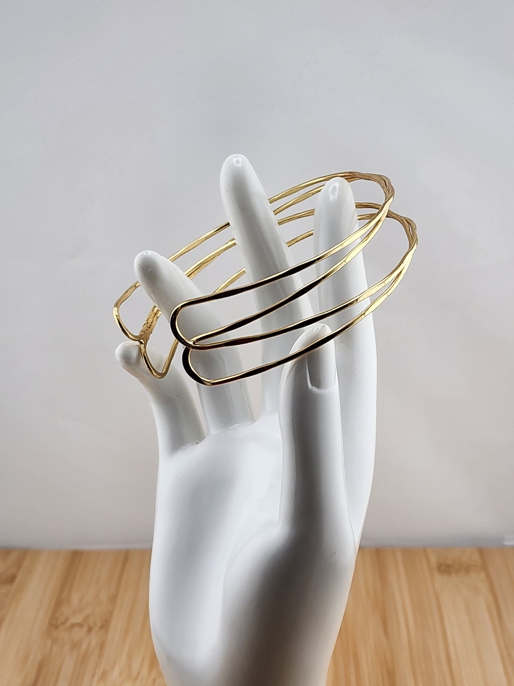 Elegant Gold Tone Multi-Band Women's Cuff Bracelet 0652